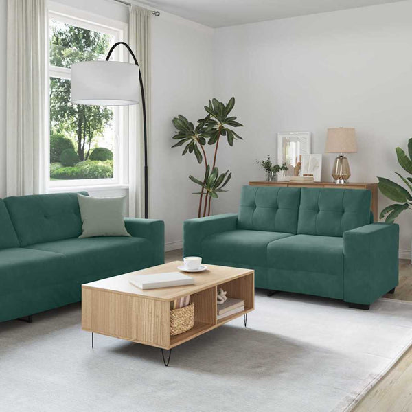 Sofa Set 3-teilig Dunkelgrün Samt
