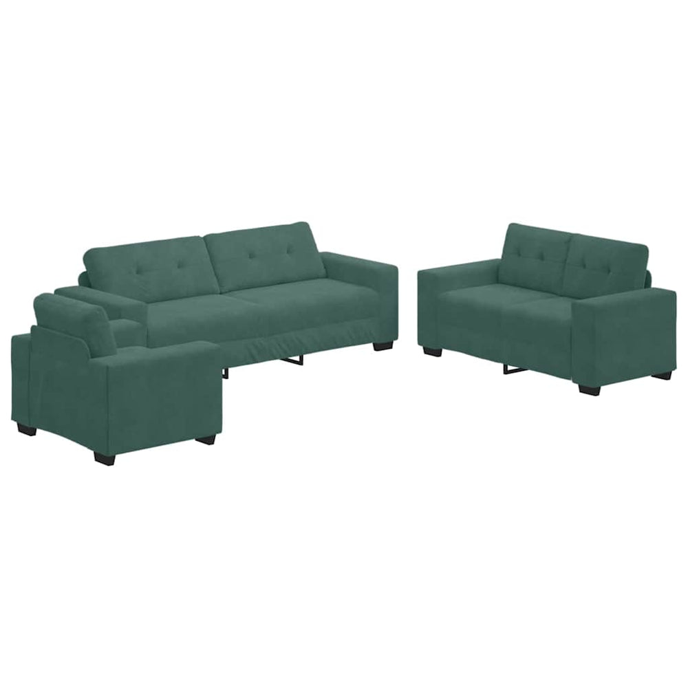 Sofa Set 3-teilig Dunkelgrün Samt