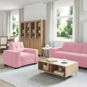 Rosa Samt Sofa Set, 3-teilig