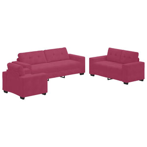 3-teiliges Sofa-Set Wind Rot Samt