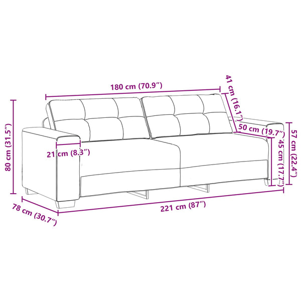 Samt Sofa Set, 3-teilig, Braun