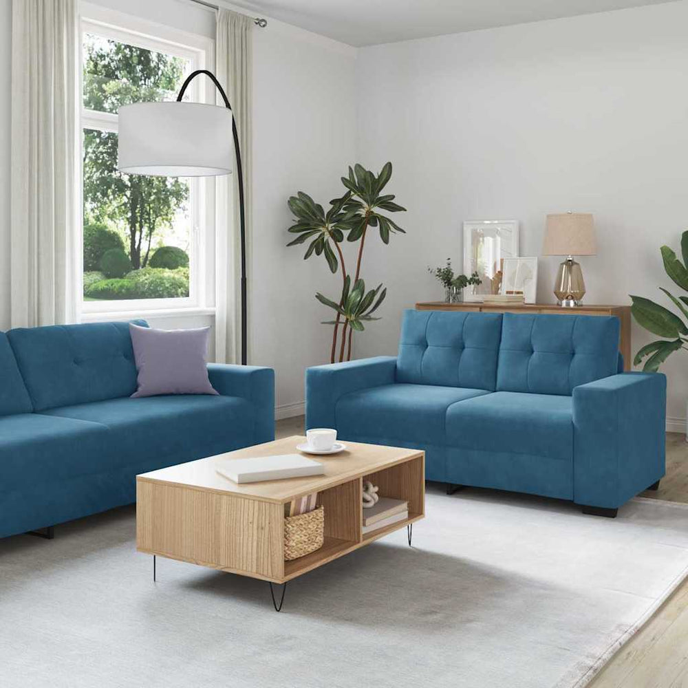 Samt Sofa Set 3-teilig Blau