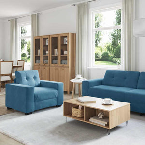 Samt Sofa Set 3-teilig Blau