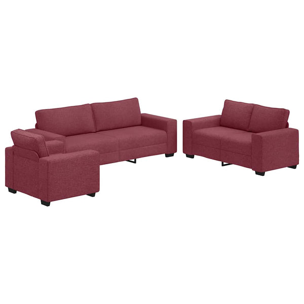 3-teiliges Sofa-Set Weinrot