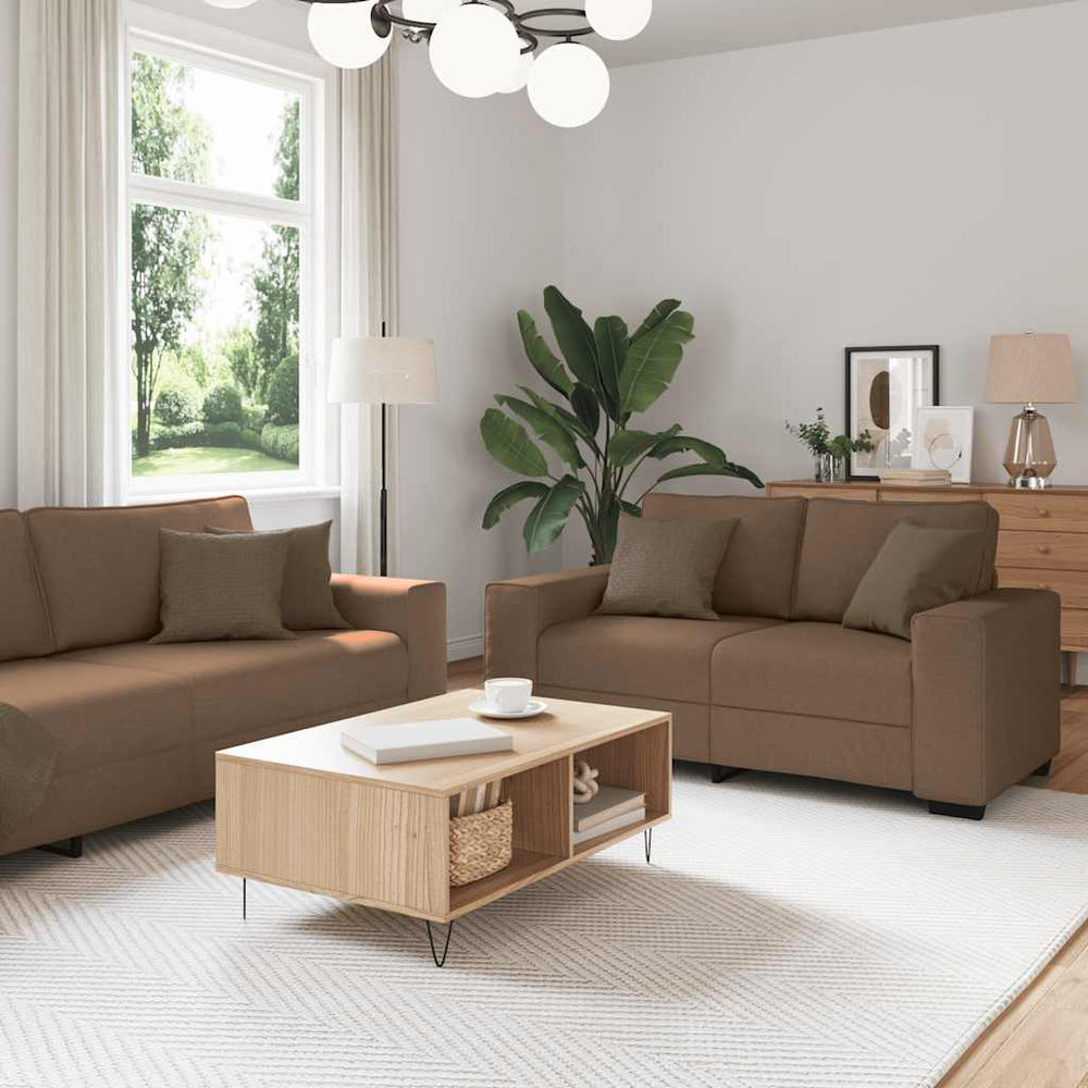 3-teiliges braunes Sofa-Set mit Kissen