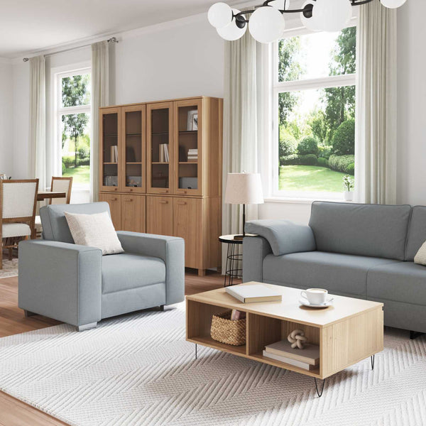 Hellgraues 3-teiliges Leinenmischgewebe Sofa