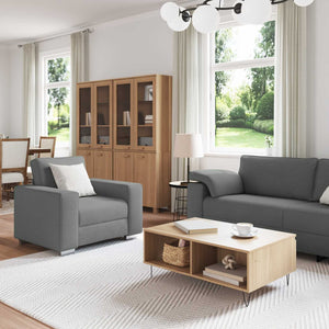 Dunkelgraues 3-teiliges Leinen Sofa