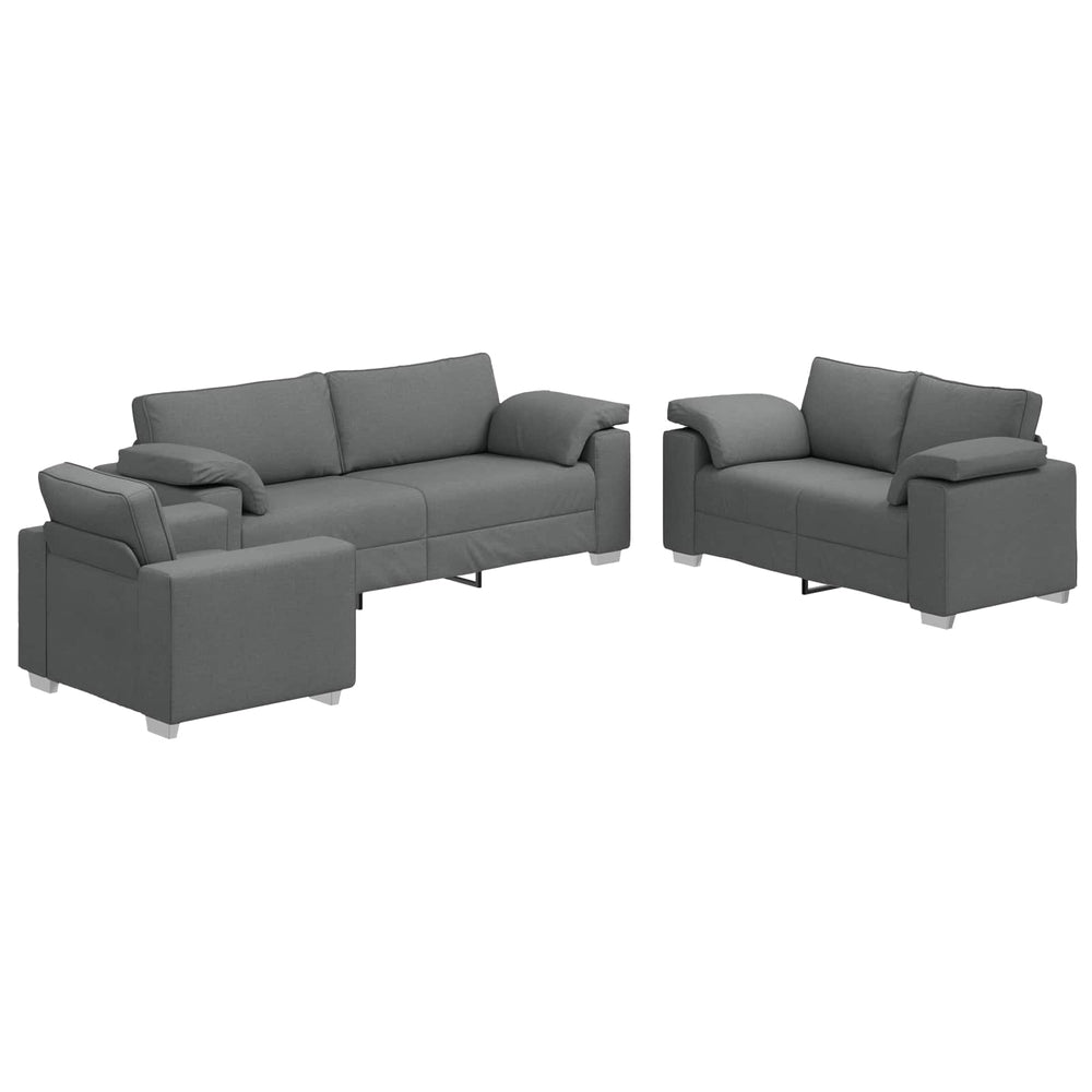 Dunkelgraues 3-teiliges Leinen Sofa