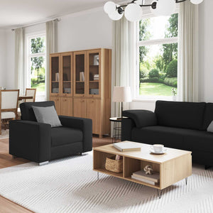 Schwarzes 3-teiliges Leinen-Sofa-Set