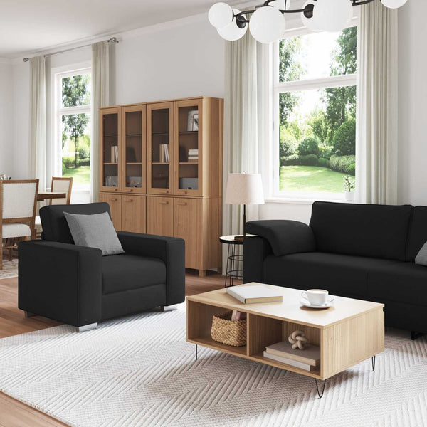 Schwarzes 3-teiliges Leinen-Sofa-Set