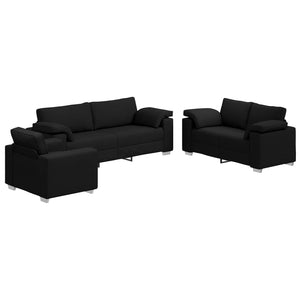 Schwarzes 3-teiliges Leinen-Sofa-Set