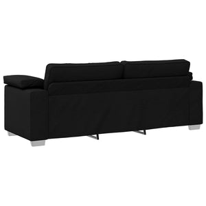 Schwarzes 3-teiliges Leinen-Sofa-Set