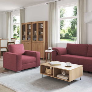 3-teiliges Leinen-Sofa Wind Rot