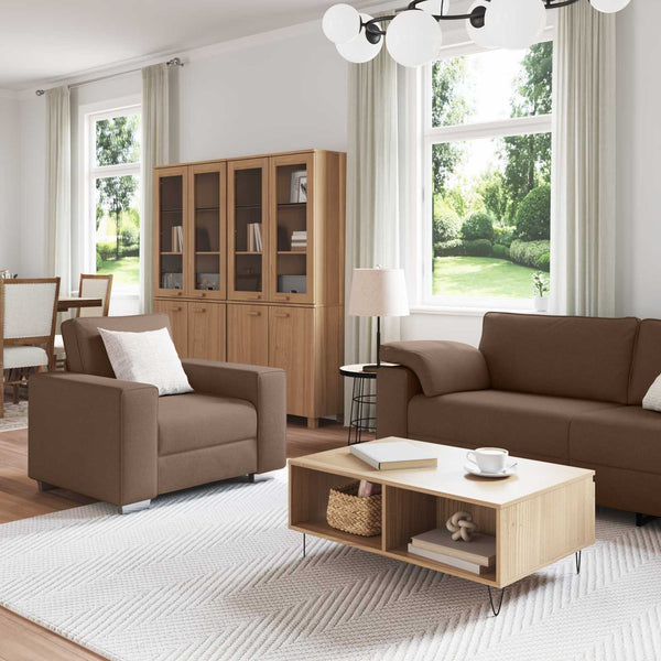 3-teiliges Sofa Braun Leinenmischgewebe