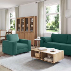 3-teiliges Sofa Dunkelgrün Leinenmischgewebe
