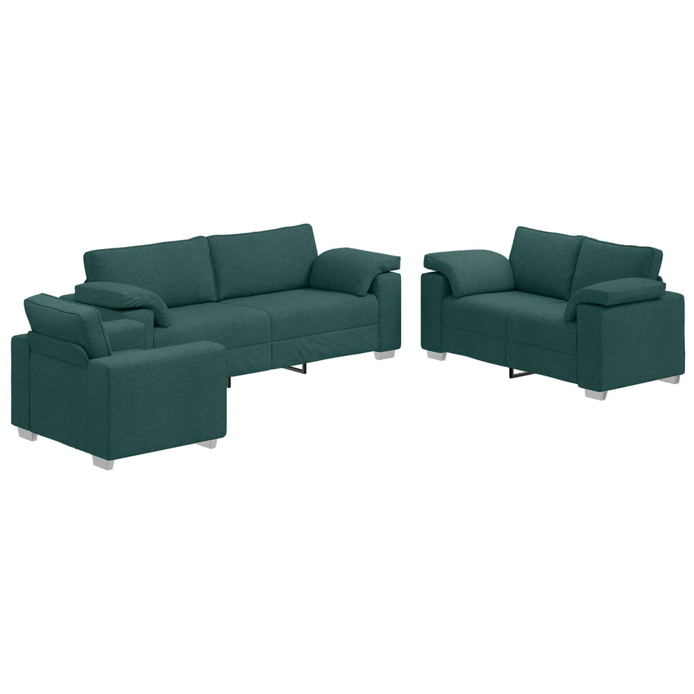 3-teiliges Sofa Dunkelgrün Leinenmischgewebe