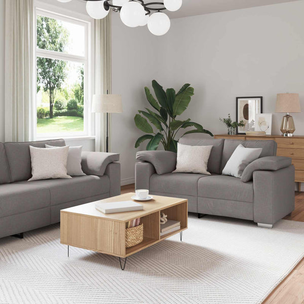 Leinen Sofa Set, 3-teilig, Taupe