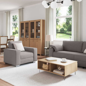 Leinen Sofa Set, 3-teilig, Taupe