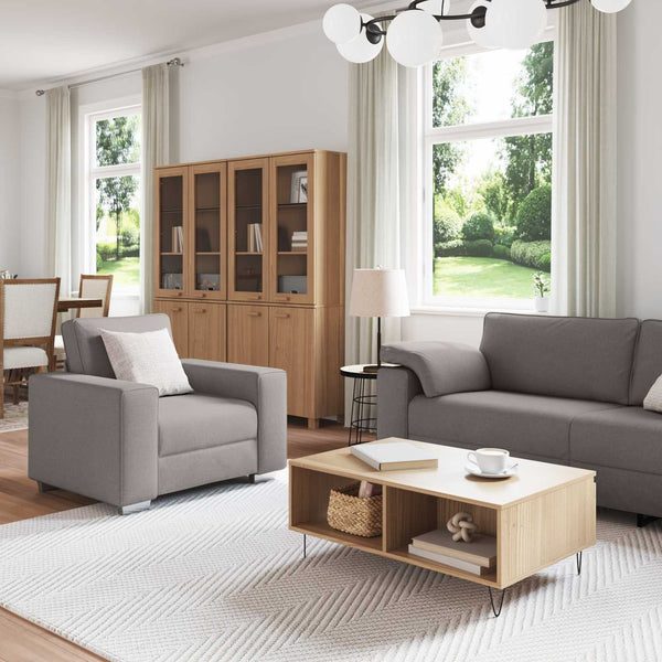 Leinen Sofa Set, 3-teilig, Taupe