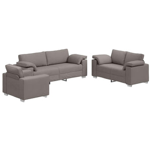 Leinen Sofa Set, 3-teilig, Taupe