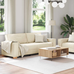 Beige Leinenmischgewebe Sofa, 2-teilig