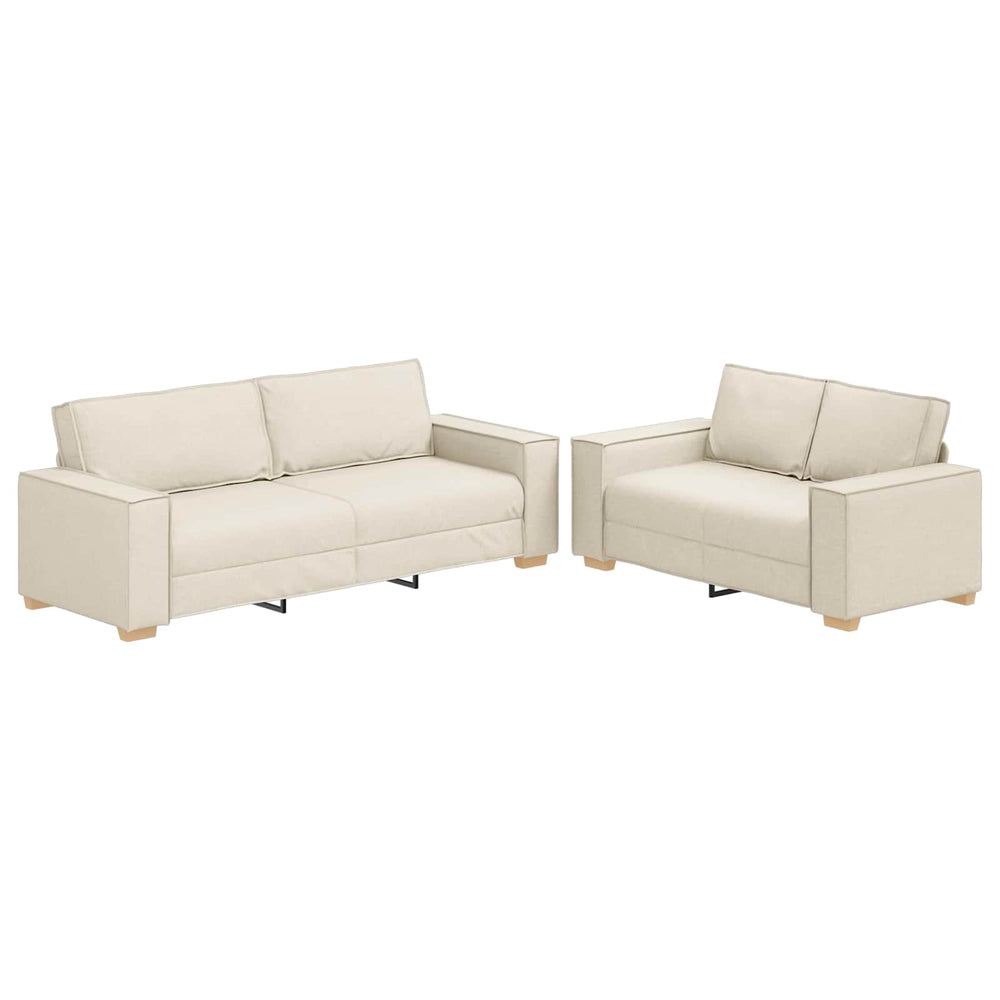 Beige Leinenmischgewebe Sofa, 2-teilig
