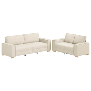 Beige Leinenmischgewebe Sofa, 2-teilig