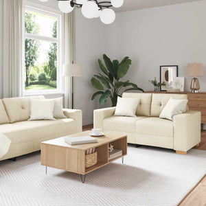 Beige Leinen Sofa, 2-teilig, 221 cm