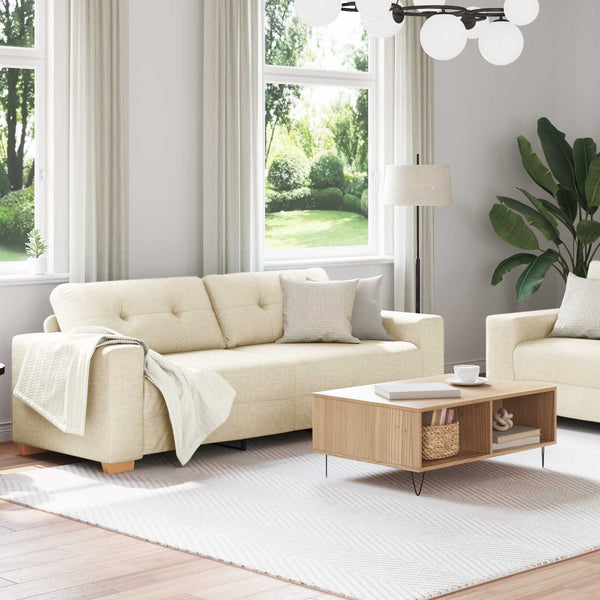 Beige Leinen Sofa, 2-teilig, 221 cm