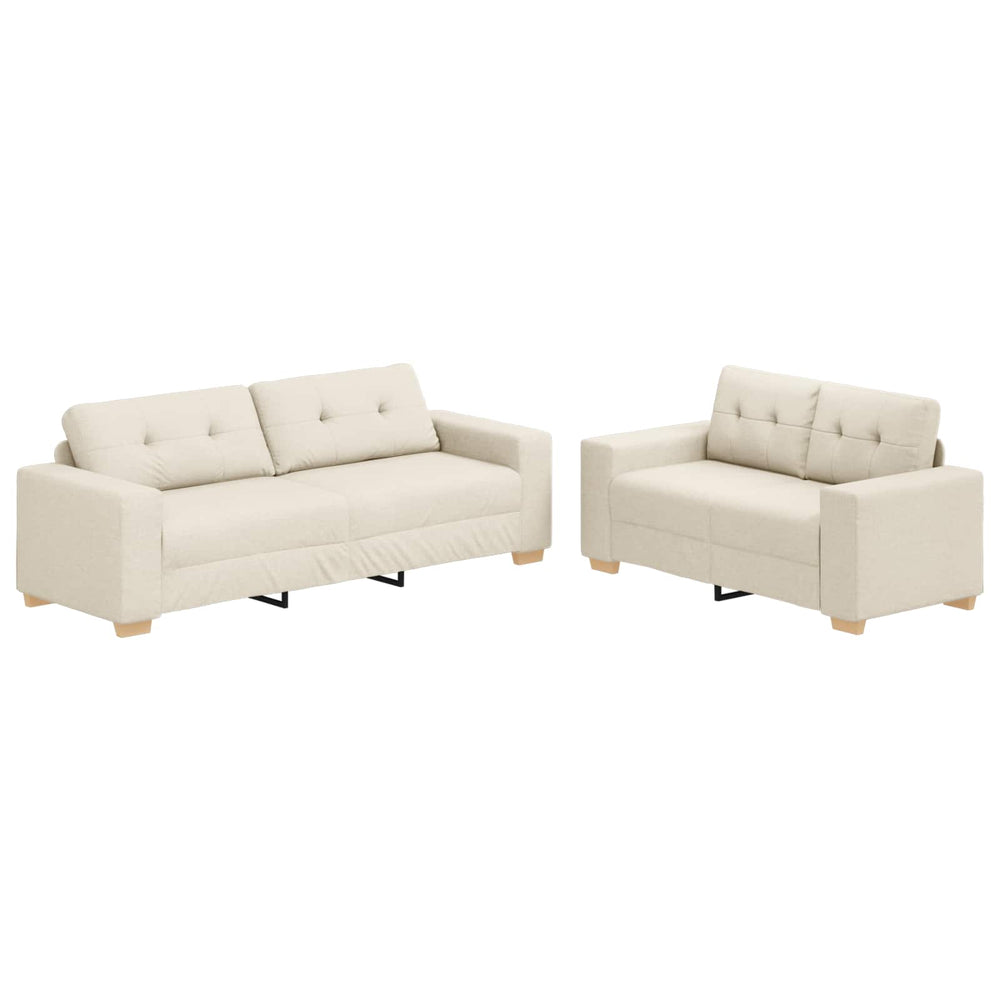 Beige Leinen Sofa, 2-teilig, 221 cm