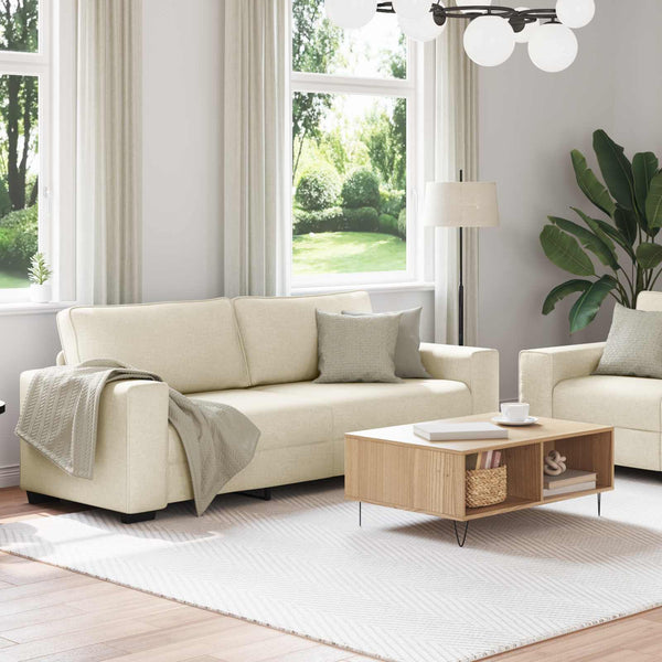 Beige Leinenmischgewebe Sofa, 2-teilig