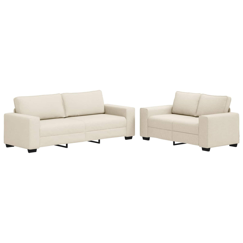 Beige Leinenmischgewebe Sofa, 2-teilig