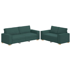2-teiliges dunkelgrünes Sofa-Set mit Kissen
