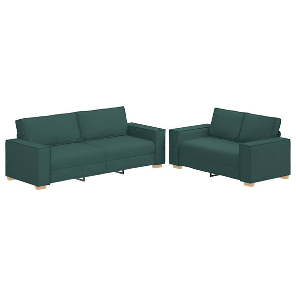 2-teiliges dunkelgrünes Sofa-Set mit Kissen
