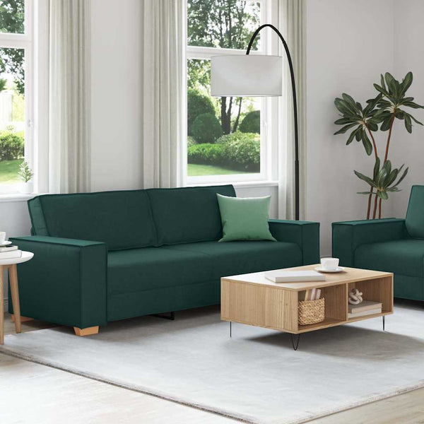 2-teiliges dunkelgrünes Sofa-Set mit Kissen