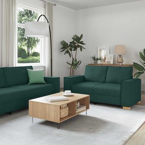 2-teiliges dunkelgrünes Sofa-Set mit Kissen