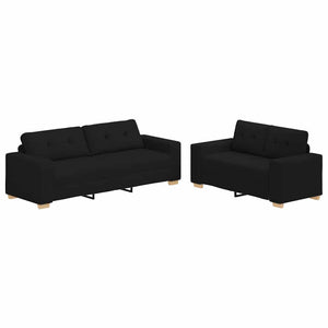 2-teiliges Sofa-Set Schwarz mit Kissen