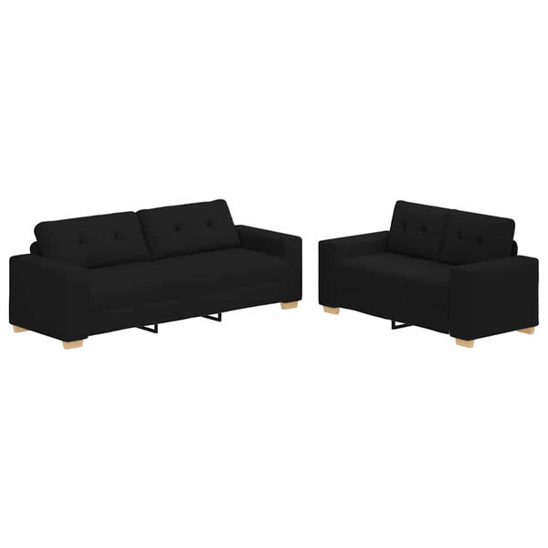 2-teiliges Sofa-Set Schwarz mit Kissen