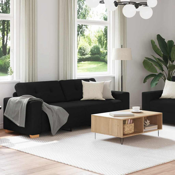 2-teiliges Sofa-Set Schwarz mit Kissen
