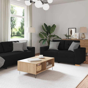 2-teiliges Sofa-Set Schwarz mit Kissen