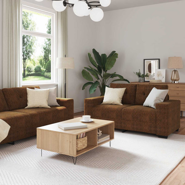 2-tlg. Sofa Set Braun Kunstleder