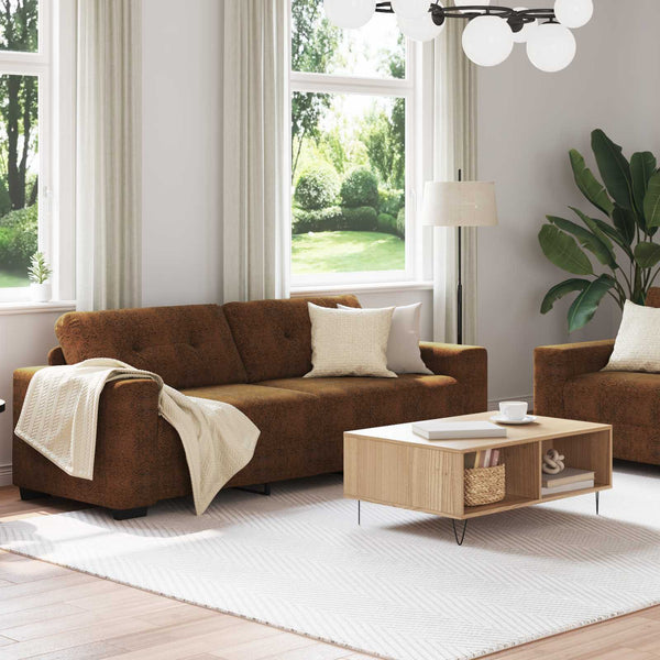 2-tlg. Sofa Set Braun Kunstleder