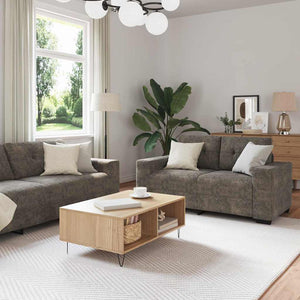 Dunkelgraues Kunstleder Sofa, 2-teilig