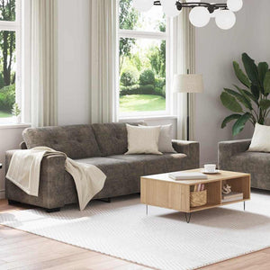 Dunkelgraues Kunstleder Sofa, 2-teilig