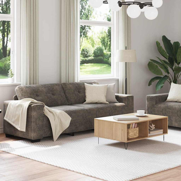 Dunkelgraues Kunstleder Sofa, 2-teilig