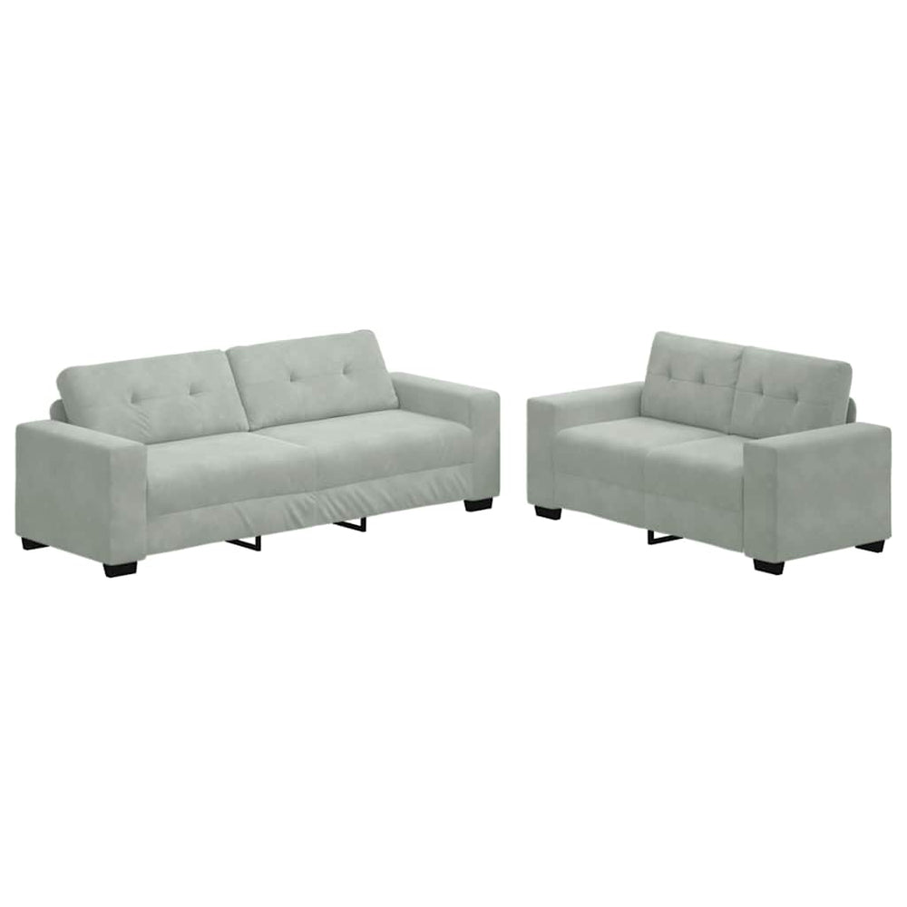 2-teiliges hellgraues Samt-Sofa-Set