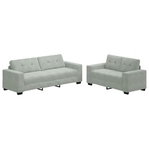 2-teiliges hellgraues Samt-Sofa-Set