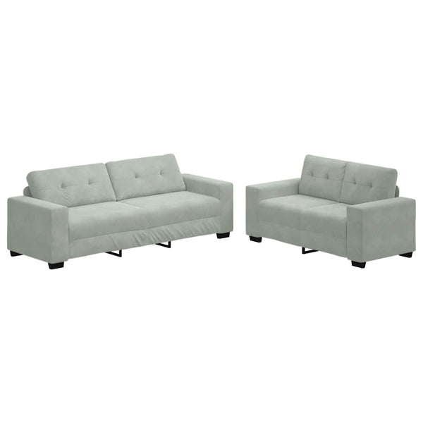 2-teiliges hellgraues Samt-Sofa-Set