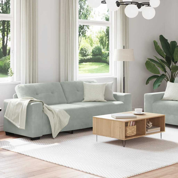 2-teiliges hellgraues Samt-Sofa-Set
