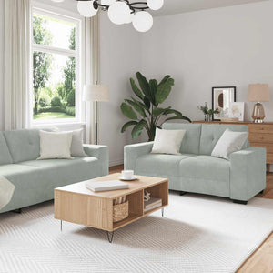 2-teiliges hellgraues Samt-Sofa-Set